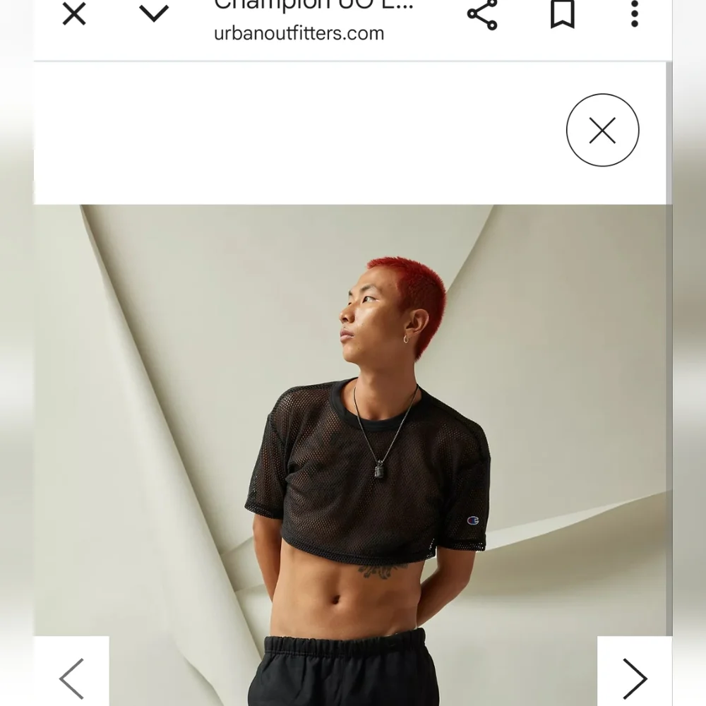 Urban Outfitters NWT Black Mesh Crop Tank Top Red Stripe Y2K Festival Unisex S/M - Picture 3 of 12